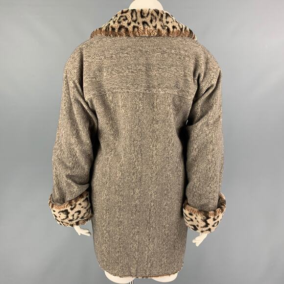 Vintage BILL BLASS Size One Size Grey Brown Animal Print Coat - Picture 3 of 4